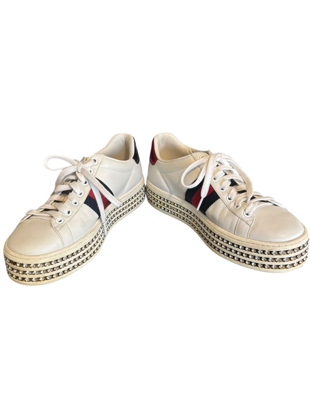 Gucci Ace Bee Platform Crystal Sneakers - Picture 10 of 10